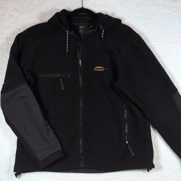 248-chlorophylle Black Hooded Jacket with Logo - Picture 1 of 5